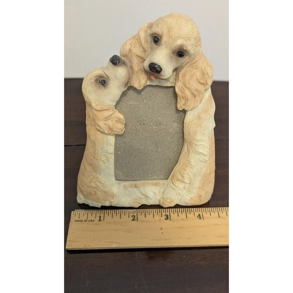 Vintage Cocker Spaniel Dog Picture Frame Resin Puppy Photo Frame 5.5” Tall